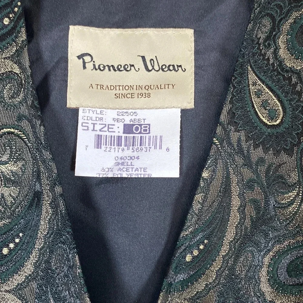 Vintage Black Pioneer Wear Gold Paisley Print Vest